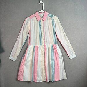 J.Crew Multicolor Striped Long-Sleeve Button-Up Dress Womens